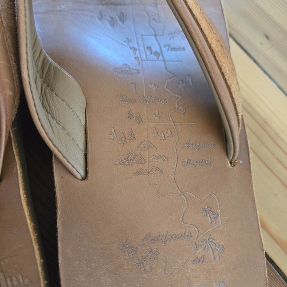 Sanuk Tow’d Up Airstream Brown Leather Flip-Flops - Picture 5 of 7